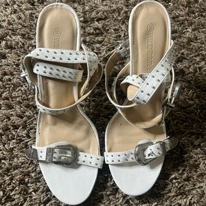 Wild Diva White and Silver Studded buckle Sandals RUNS SMALL